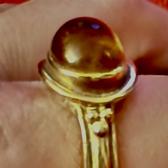 Vintage S Sklare Gold and Amber Ring - Size 5.5 - Picture 2 of 5